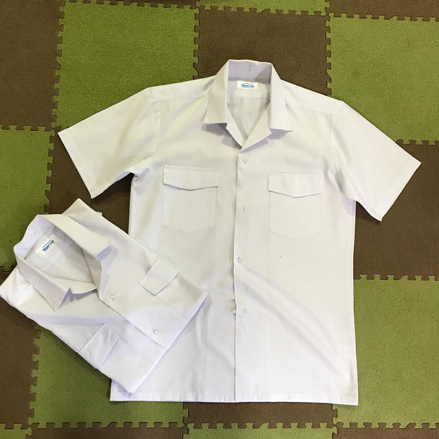 開襟 スクールシャツ 白 半袖 メンズのトップス(シャツ)の商品写真
