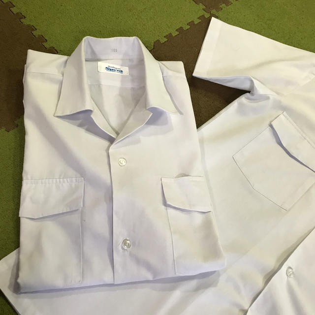 開襟 スクールシャツ 白 半袖 メンズのトップス(シャツ)の商品写真