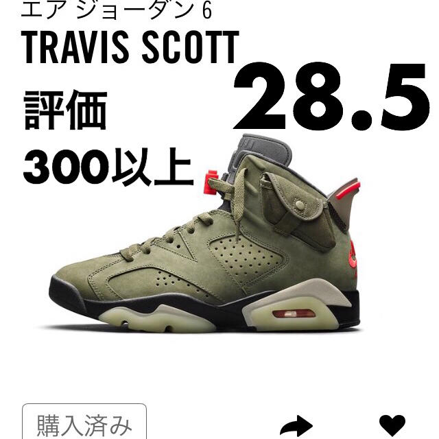 28.5cm jordan 6 トラヴィススコット