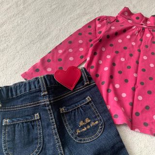 ギャップ(GAP)の【美品】BeBe★デニムパンツ 90cm＆gap★カットソー 95cm(Tシャツ/カットソー)