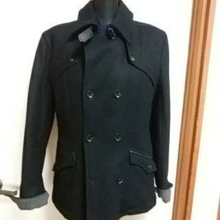 ニコルクラブフォーメン(NICOLE CLUB FOR MEN)の美品　NICOLEメンズ　ハーフジャケットS　ウール　黒内キルティング(ピーコート)