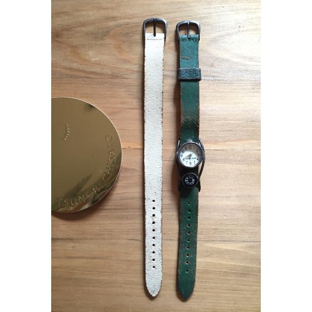 値引きする CHISATO TSUMORI - ツモリチサト★アンティークレザー腕時計　グリーンxオフホワイト 雑誌掲載 腕時計