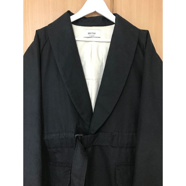 美品 UNITUS ユナイタス Belted Shawl Coat ブラック L