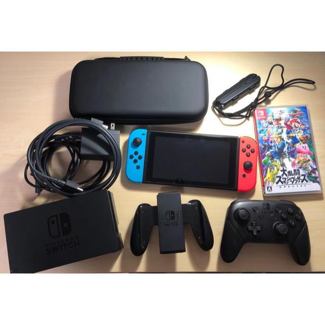 Nintendo Switch 本体/純正プロコントローラー/スマブラSP＋‪α