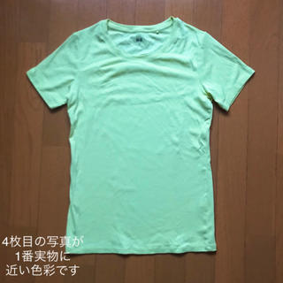 ユニクロ(UNIQLO)のライムイエロー/スーピマコットンクルーネックTシャツ(Tシャツ(半袖/袖なし))