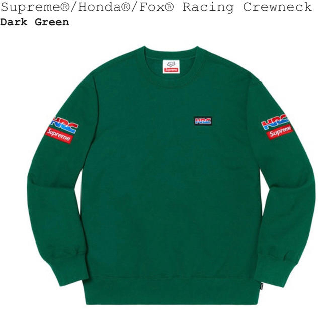 L 緑 Supreme Honda Fox Racing Crewneck