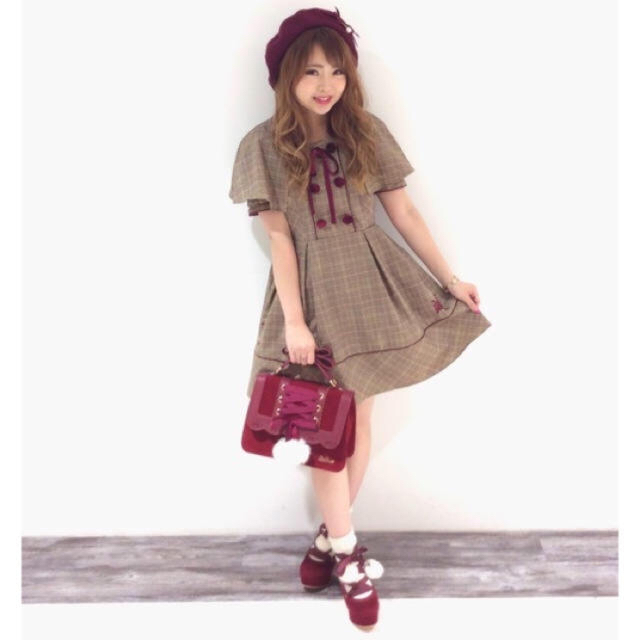 LIZ LISA - リズリサ ケープ付きグレンチェック ワンピース パンプス
