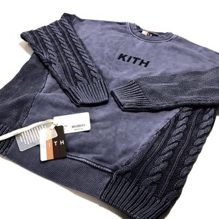 正規品 KITH キス クラシックロゴ コンボニット スウェットシャツ ネイビー