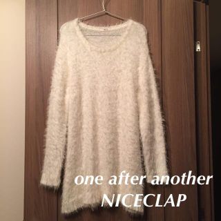 ワンアフターアナザーナイスクラップ(one after another NICE CLAUP)の美品★フェザーニットワンピ(ひざ丈ワンピース)