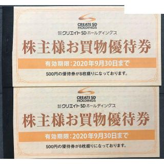 送料込 クリエイトSD 株主優待券 8000円分(ショッピング)