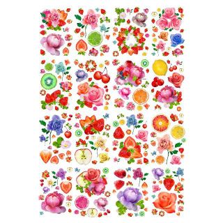 大きいサイズのお花と果物シールセット(各種パーツ)