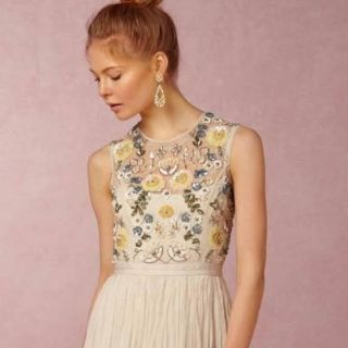 アンソロポロジー(Anthropologie)の【美品】BHLDNのスパンコールドレス(ウェディングドレス)