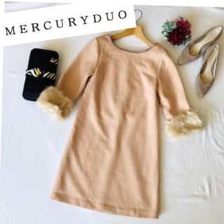 マーキュリーデュオ(MERCURYDUO)のマーキュリーデュオ♡美品 ワンピース ウール 秋冬 長袖 ニット ファー (ひざ丈ワンピース)