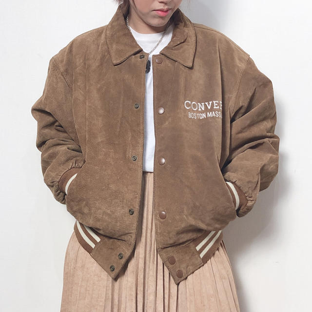 CONVERSE(コンバース)のCONVERSE Suede Leather Stadium Jacket メンズのジャケット/アウター(スタジャン)の商品写真