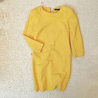 ザラ(ZARA)のzaraレモンイエローコクーンワンピース(ミニワンピース)