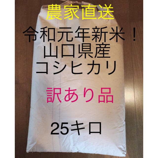 令和元年度　新米コシヒカリ25キロ　訳あり品米/穀物