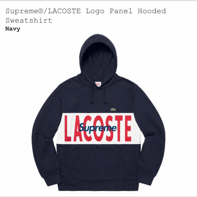 Mサイズ 紺 Supreme LACOSTE Hooded Sweatshirt