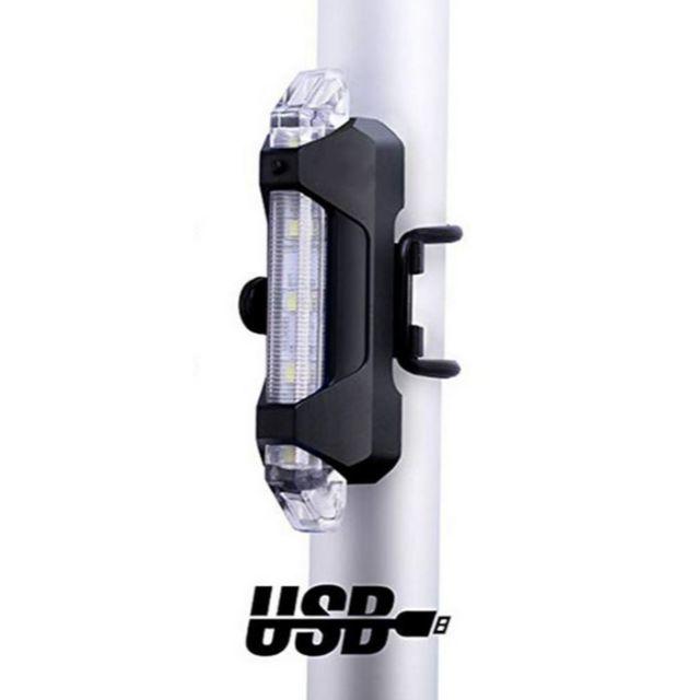 白■新品■白USB充電LEDテールライト白■リアライト スポーツ/アウトドアの自転車(パーツ)の商品写真