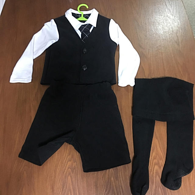 美品 幼稚園 プレ 面接 90cm フォーマル セット タイツ付き キッズ/ベビー/マタニティのキッズ服男の子用(90cm~)(ドレス/フォーマル)の商品写真