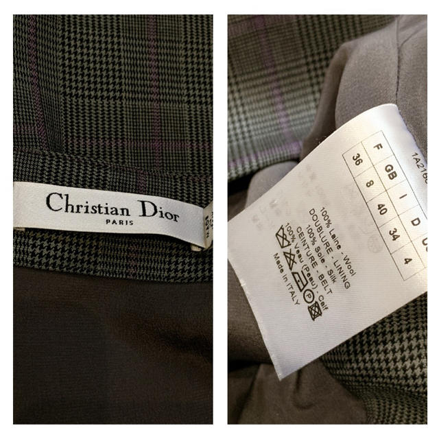 Christian Dior(クリスチャンディオール)のChristian Dior グレンチェック柄　胸元カシュクール　ワンピース レディースのワンピース(ひざ丈ワンピース)の商品写真