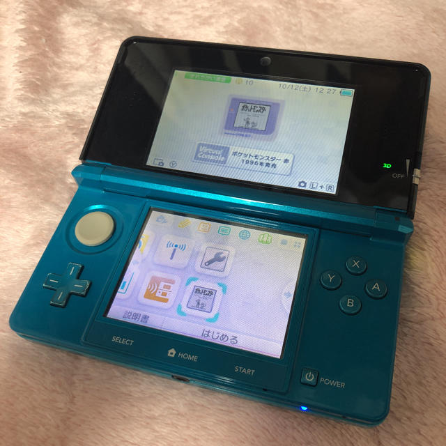 ニンテンドー3DS(ニンテンドー3DS)のニンテンドー3DS 本体 アクアブルー エンタメ/ホビーのゲームソフト/ゲーム機本体(携帯用ゲーム機本体)の商品写真