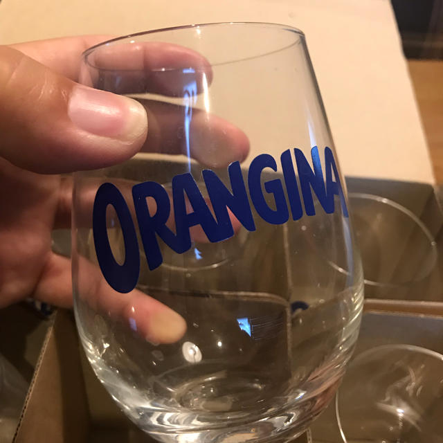 東洋佐々木ガラス(トウヨウササキガラス)のオランジーナ グラス 6個セット 非売品 業務用 orangina インテリア/住まい/日用品のキッチン/食器(グラス/カップ)の商品写真