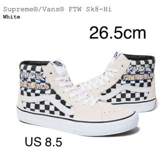 Supreme × VANS FTW Sk8-Hi  US8.5  White