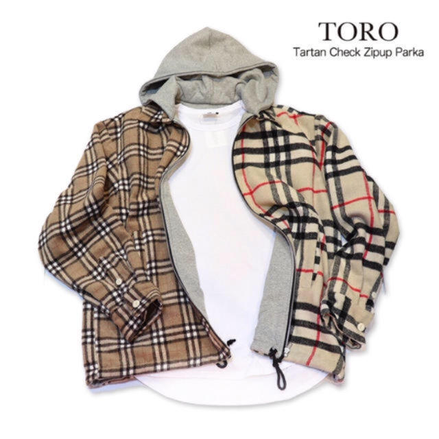 TORO  Tartan check Zipup Parkaカラーベージュグレー