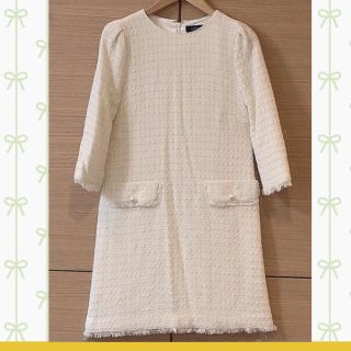 ジャスグリッティー(JUSGLITTY)の美品！ジャスグリ♡白ツイードワンピース(ひざ丈ワンピース)