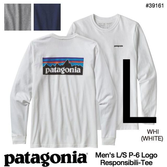 新品 L パタゴニア ロングスリーブ P6 ロゴ 長袖 Tシャツ 白 ロンT長T