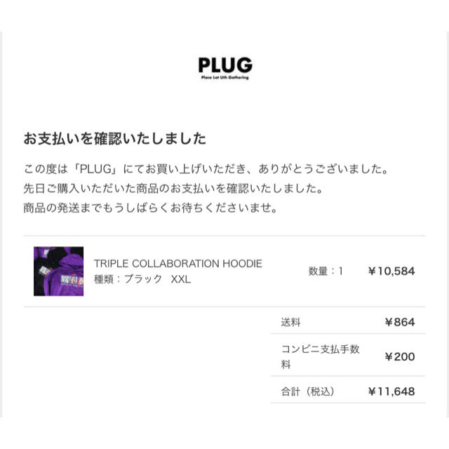 Supreme(シュプリーム)のPLUG トリプルコラボパーカー 黒 XXLサイズ メンズのトップス(パーカー)の商品写真