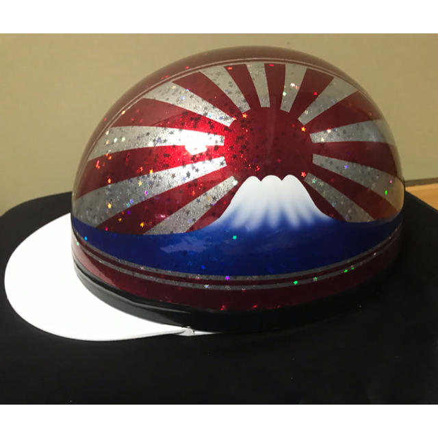 星型ラメ キャンディーレッド 富士日章 コルク半 ヘルメット 軽 星型ラメ キャンディーレッド 富士日章 コルク半 ヘルメット 軽