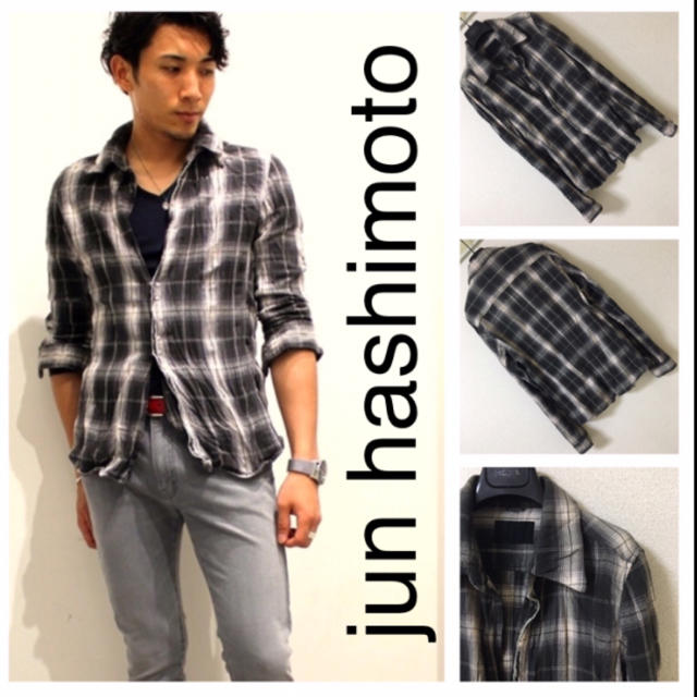 junhashimoto  ジュンハシモト  ブロックチェックフックシャツ　黒白