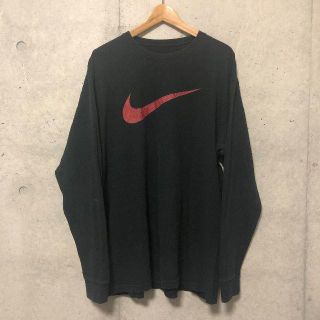 ナイキ(NIKE)の90s フロント ビッグ ロゴ スウッシュ 長袖 ロンTシャツ 古着(Tシャツ/カットソー(七分/長袖))