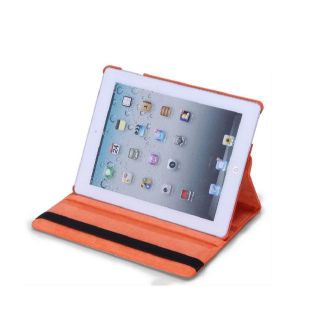 iPad2/iPad3/iPad4 オレンジ 360度回転機能付 ケース(iPadケース)