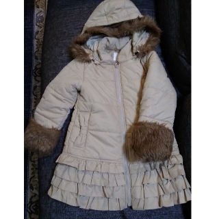 ニットプランナー(KP)の[アウター]子供用　フード付き中綿コート　ベージュ色コート　110cm(コート)