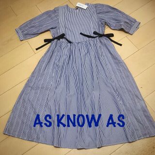 アズノウアズ(AS KNOW AS)の［新品]AS kNOW AS！ブルー  ストライプ リボン 切替ワンピース(ロングワンピース/マキシワンピース)