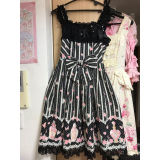 アンジェリックプリティー(Angelic Pretty)の✩frmjpn様専用✩AP♡ローズトワレJSK&ハーフボンネ黒(ひざ丈ワンピース)