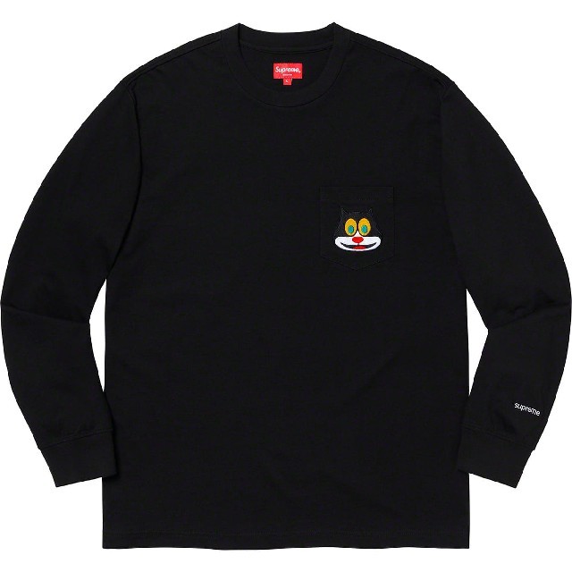 supreme cat l/s tee pocket