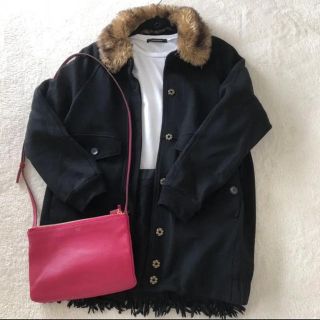 マークバイマークジェイコブス(MARC BY MARC JACOBS)の美品 マークバイ 黒コート ファーコート 秋コート(ロングコート)