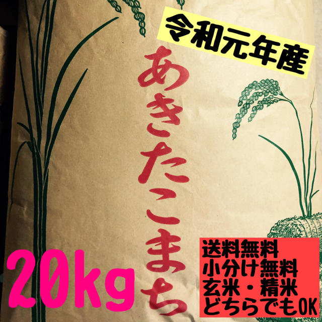 秋田県産　米/穀物　新米あきたこまち　精米20kg