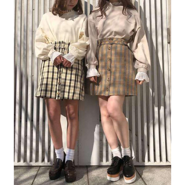 one after another NICE CLAUP(ワンアフターアナザーナイスクラップ)のチェック台形スカート レディースのスカート(ミニスカート)の商品写真
