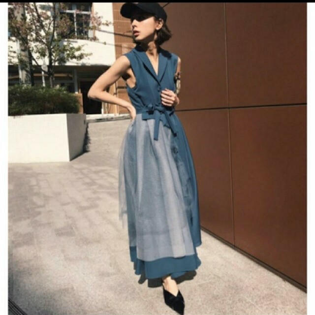 Ameri VINTAGE(アメリヴィンテージ)のyunaqua様専用AMERI TULLE DOCKING DRESS レディースのワンピース(ロングワンピース/マキシワンピース)の商品写真