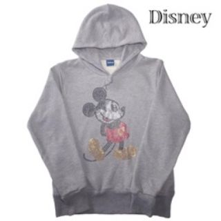 ディズニー(Disney)のDisney ミッキーマウス・ラインストーンパーカー グレー M ディズニー(パーカー)