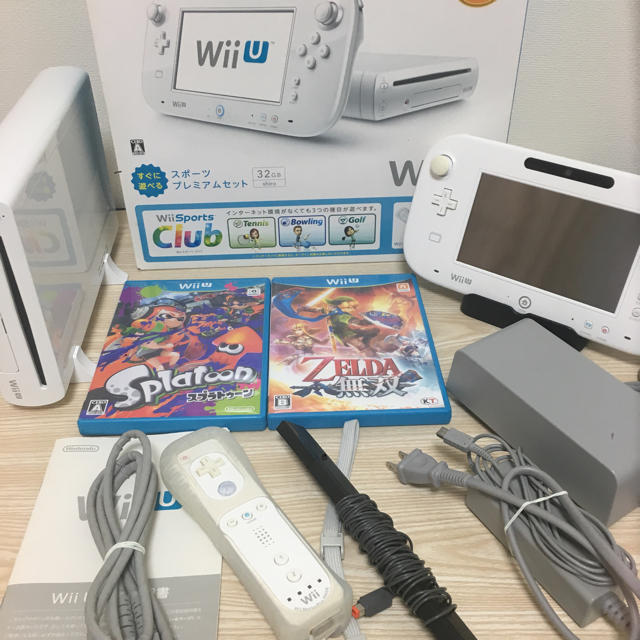 Wii U(ウィーユー)のWiiU プレミアムセット＋ソフト3本 エンタメ/ホビーのゲームソフト/ゲーム機本体(家庭用ゲーム機本体)の商品写真