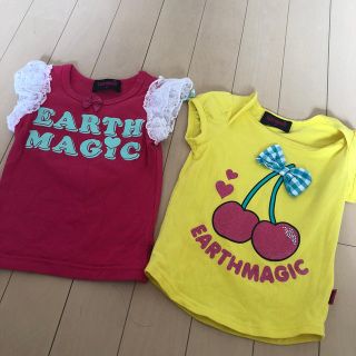 アースマジック(EARTHMAGIC)のハート型レース、ラメ入りシャツ(Tシャツ/カットソー)