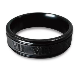 リング 指輪 ローマ数字 ブラック 黒 ステンレス マット感 かっこいい メンズ(リング(指輪))