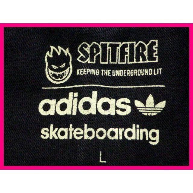 adidas(アディダス)のSPITFIRE×adidasコラボ【美品】Tシャツ黒L　SKATEBOARD メンズのトップス(Tシャツ/カットソー(半袖/袖なし))の商品写真