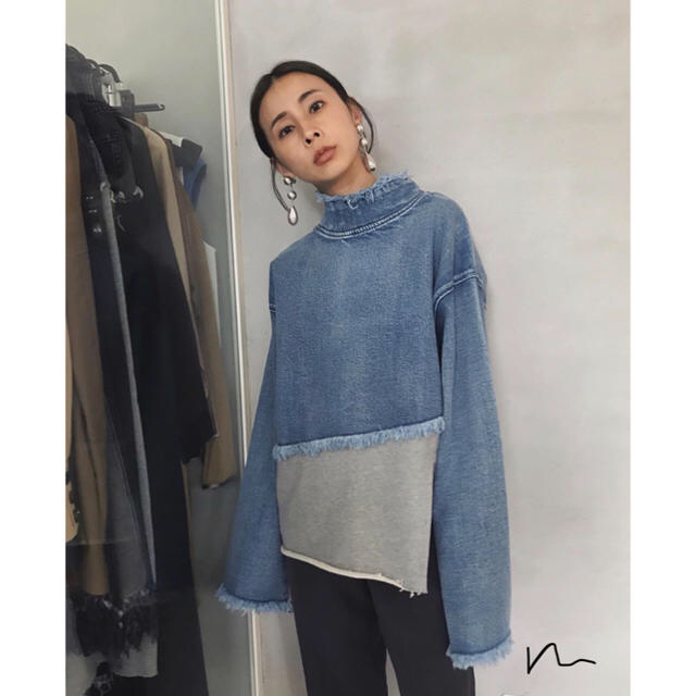 Ameri VINTAGE DENIM SWEAT DOCKING TOPトレーナー/スウェット