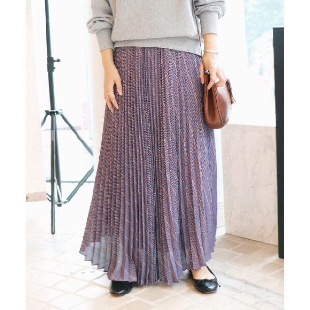IENA(イエナ)の定価14,000円slobe IENAチェックプリーツスカート パープル レディースのスカート(ロングスカート)の商品写真